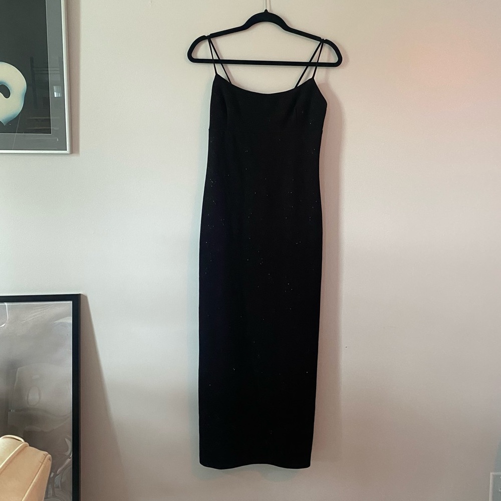 vintage 90s sparkle glitter strappy black formal prom dress